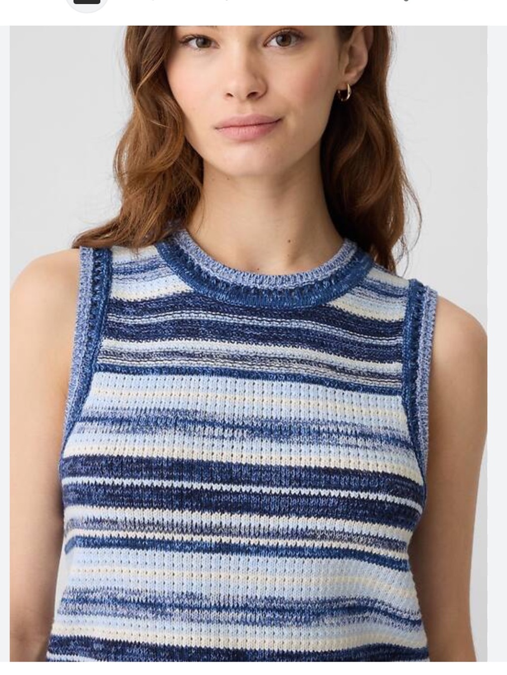 GAP High Neck Striped Sleeveless Knit Sweater Tank Top Blue & White Large